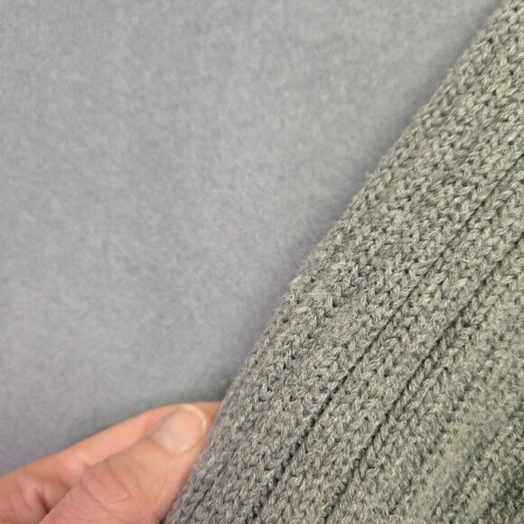 Vintage Y2K Old Navy Preppy Gray Ribbed Half-Zip Cotton Sweater Pullover - Picture 6 of 9